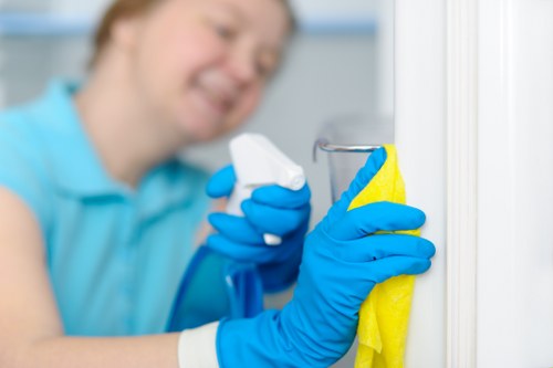 Local cleaning service preparing a residential or commercial property for inspection