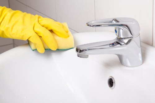 End of tenancy cleaning team working in a residential property with local access considerations