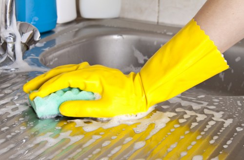 End of tenancy cleaning team working in a flat with access and parking considerations