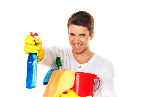 Cleaning company completing final property cleaning before new tenants move in