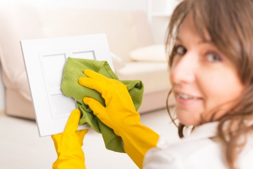 Cleaning technician inspecting a property as part of tenancy cleaning